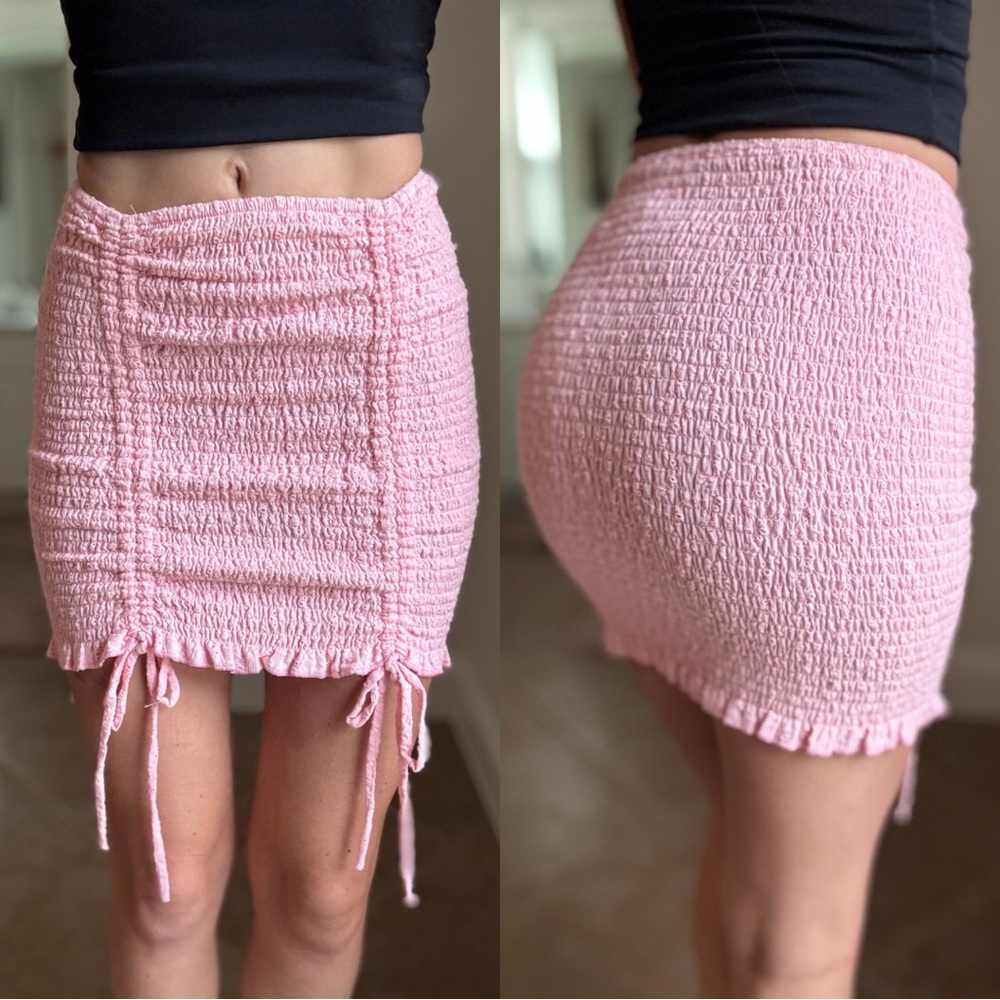 HYFVE Pink Ruched Mini Skirt